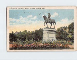 Postcard Washington Monument Public Gardens Boston Massachusetts USA