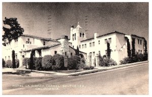 Hotel La Ribera Carmel by the Sea California Vintage B & W Postcard 1948