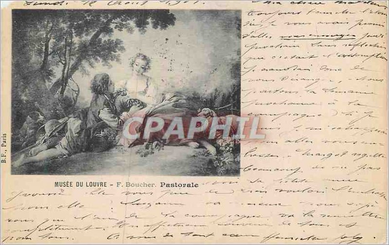 Old Postcard Louvre Museum F Boucher Pastoral