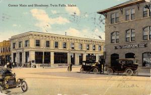 Twin Falls Idaho Corner Main Shoshone Street View Antique Postcard K47463