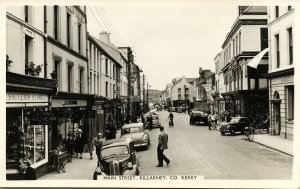 ireland, Kerry, KILLARNEY, Main Street, Cars (1960s) RPPC Postcard