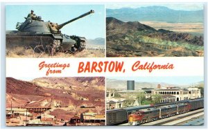 BARSTOW, CA ~ Multiview Railroad Station, Calico, Ft Irwin TANK c1950s Postcard