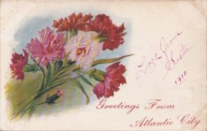 Greetings From Atlantic City With Flowers 1910