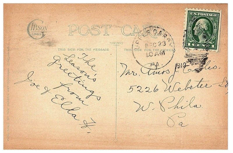 May Gladness Fill Your Heart on Christmas Day Heart Christmas Postcard 1919