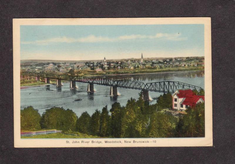 NB St John River Bridge Woodstock New Brunswick Canada Carte Postale Postcard