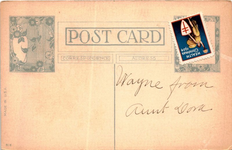 Wayne, Aunt Dora, Christmas 516, Made in U.S.A, Correspondence, Postcard