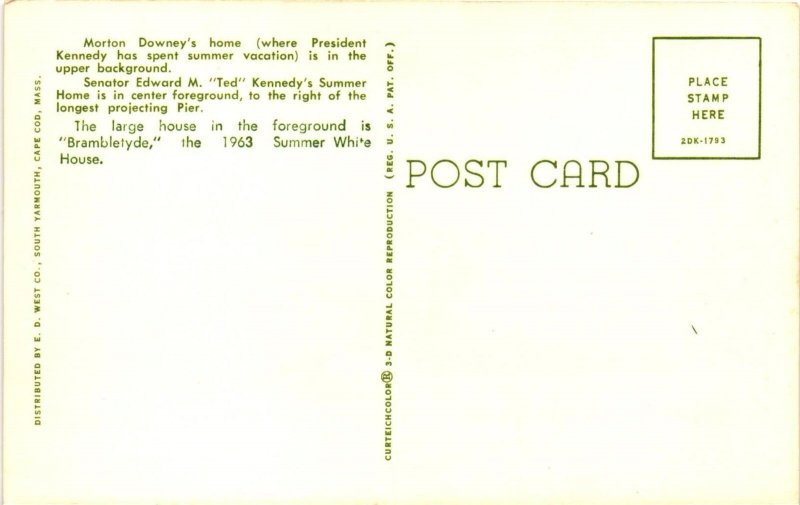 Vintage Postcard- Squaw Island, Hyannis Port, Cape Cod.