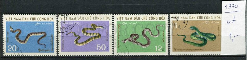 265078 VIETNAM 1970 year used stamps set SNAKES