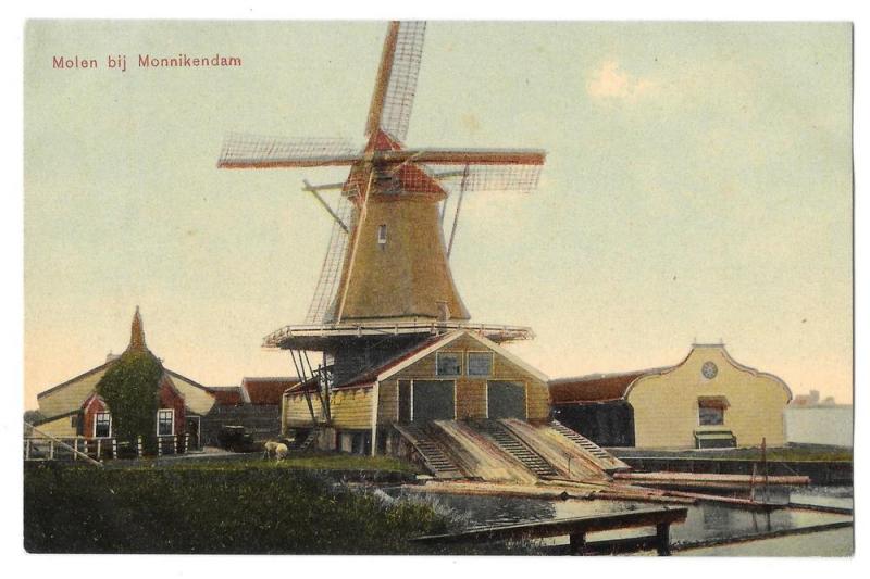 Netherlands Holland Molen Monnikendam Dutch Windmill Postcar