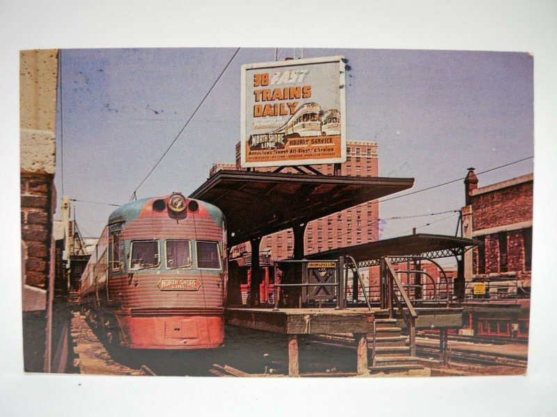 Milwaukee, Wisconsin Terminal North Shore Line Electroliner Postcard Vintage
