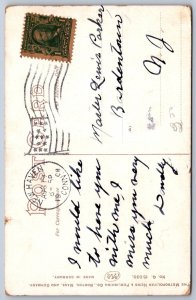 K44/ New Haven Connecticut Postcard c1910 Town Sign Post Notes 353