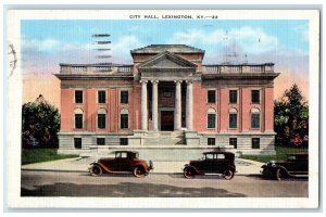 1955 City Hall Classic Cars Building Entrance Lexington Kentucky KY Postcard