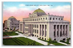 Court House And City Hall Gary Indiana IN UNP Linen Postcard Y4