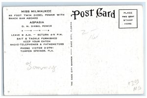 c1960's Miss Milwaukee Deep-Sea Fishing Daily Tarpon Springs Florida FL Postcard