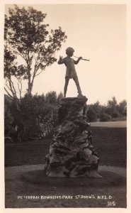 St Johns NFLD Canada Peter Pan Bowring Park Monument Real Photo PC AA65941