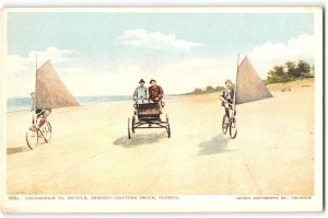 DAYTONA BEACH, FLORIDA Locomobile Vs. Bicycle, Ormond 1900s UDB Antique Postcard