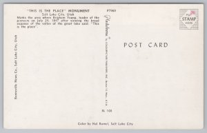 This Is The Place Monument~Brigham Young Stop 1847~UT~Plastichrome~Vintage PC