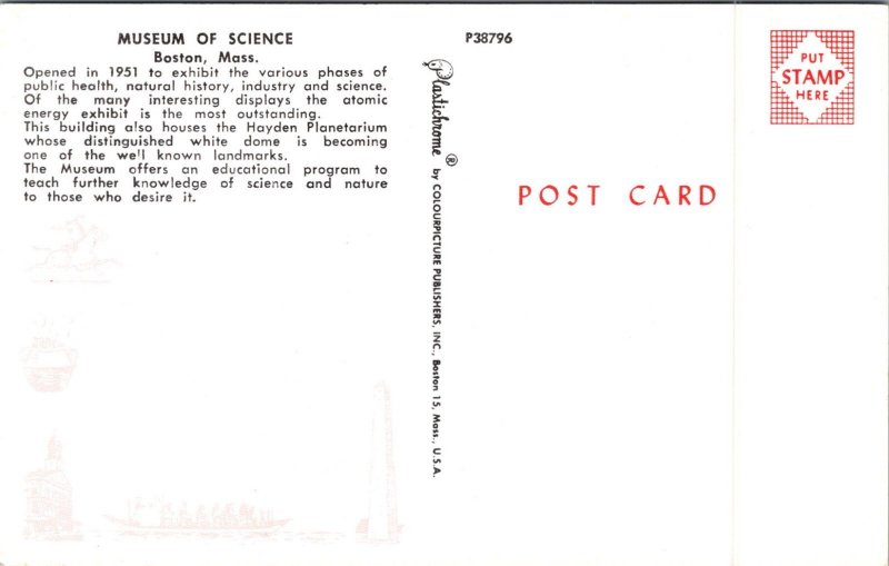 Science Park Boston Massachusetts MA City View Postcard