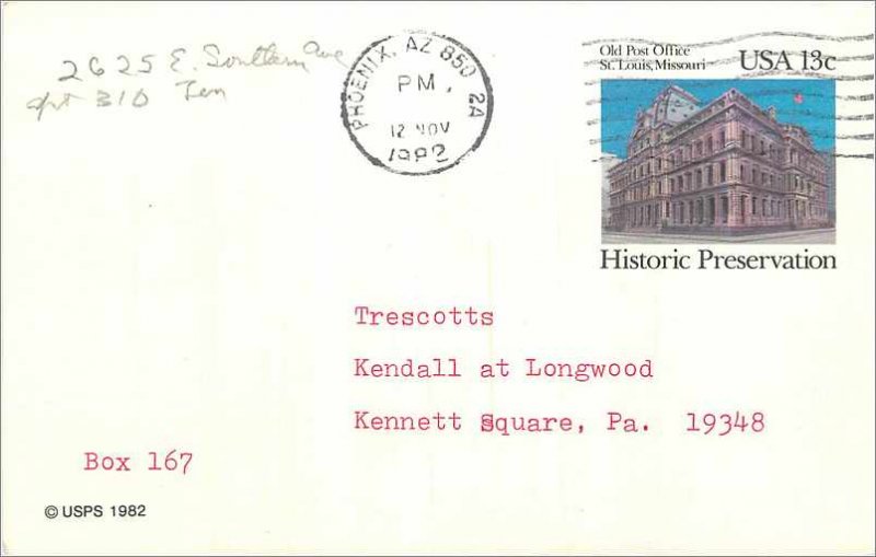 Entier Postal Stationery US historix Preservation St Louis Missouri
