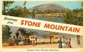 Georgia Railway Amusement Stone Mountain Park Lake Teich Postcard 21-6975