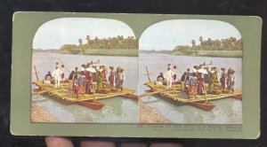 ISLAND OF JAVA SOLO RIVER PHILIPPINES P.I. FERRY BOAT STEREOVIEW CARD