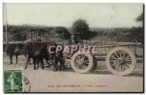 In Auvergne Postcard Old Rustic Char (folklore costumes oxen)