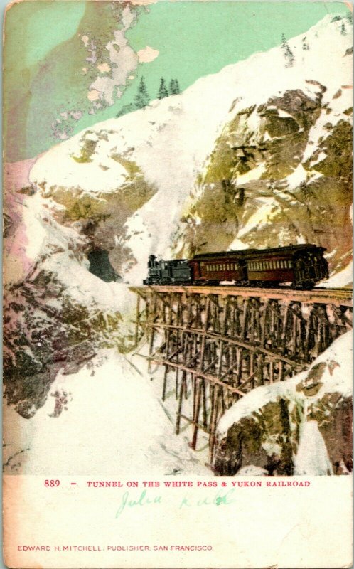 Vtg Postcard UDB Tunnel on the White Pass & Yukon r.r. Railroad Ed Mitchell