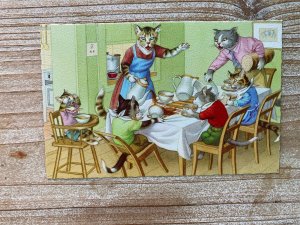 Mainzer Cats, Breakfast Time, 4850, Eugen Hartung, Belgium, Vintage Postcard