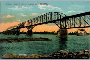 Postcard Montreal Quebec c1910s Canadian Pacific Railway Bridge Train Ferry