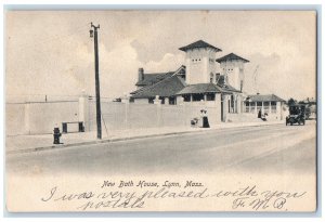 c1905 New Bath House Street Car Scene Lynn Massachusetts MA Antique Postcard