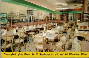 Davis Grill Meridian Mississippi Postcard PC436