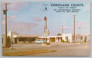 Santa Fe New Mexico~Angier Art Deco Coronado Courts on Albuquerque Hwy~1957 Car 