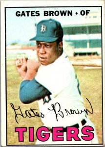 1967 Topps Baseball Card Gates Brown Detroit Tigers sk2275