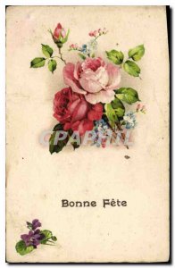 Old Postcard Bonne Fete Flowers
