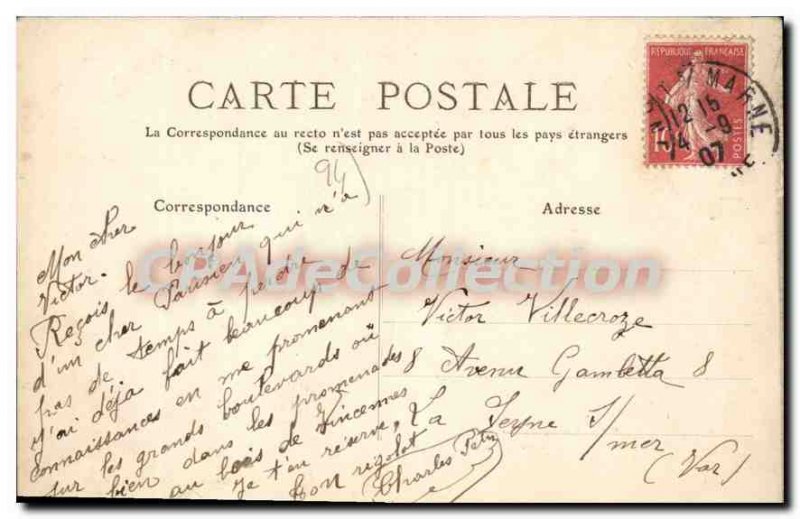 Old Postcard Nogent Sur Marne tip of the island of beauty