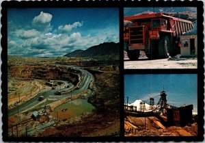 Copper Mining multi view Crane Loading Ore Truck Gallows Butte Montana Postcard