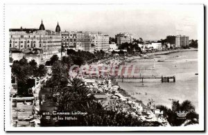 Old Postcard Cannes Beach and Hotels