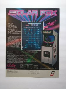 Solar Fox Arcade FLYER Original Midway 1982 Video Game Space Fantasy Aliens Art 