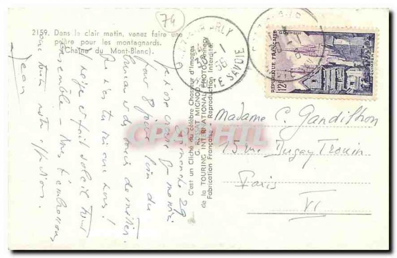 Old Postcard In the clear morning just make a poiere for mountain Chain of Mo...