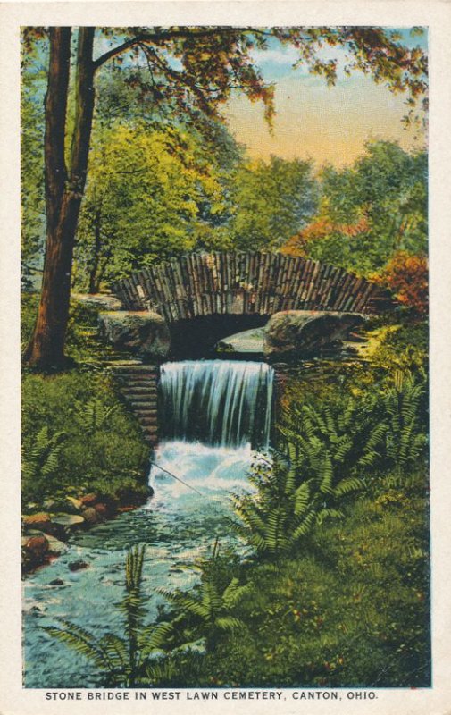 Canton, Ohio - Stone Bridge in West Lawn Cemetery - WB