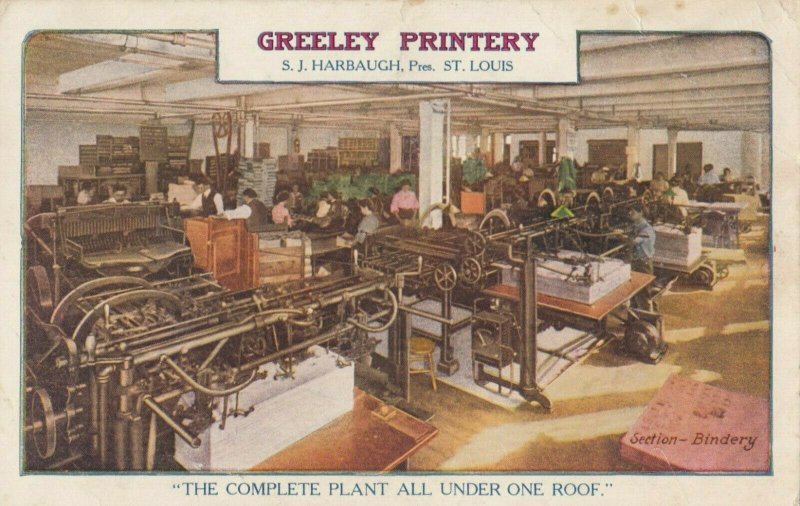 ST. LOUIS , Missouri, 1900-10s Greeley Printery , Printing Presses