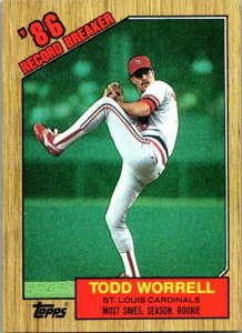 1987 Topps Baseball Card '86 Record Breaker Todd Worrell St Louis Cards ...