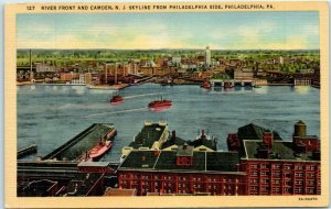 M-6653 River Front & Camden New Jersey Skyline from Philadelphia Side Pa
