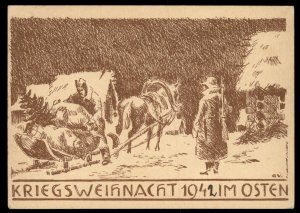 3rd Reich Germany 1942 Weihnacht Christmas Card FELDPOST Cover USED 100552