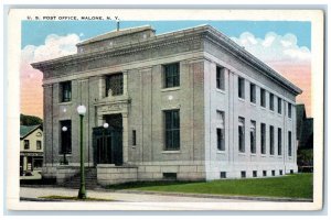 c1930's US Post Office Building Malone Brushton New York NY Vintage Postcard