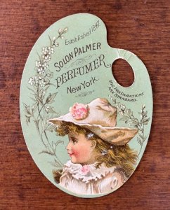 Palmer Perfumer Palmer's Perfumes Die-Cut Artist Palette Victorian Trade Card T4