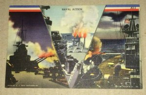 VINTAGE POSTCARD UNUSED NAVAL ACTION OFFICIAL NAVY PHOTOGRAPHS  PENNY POSTCARD