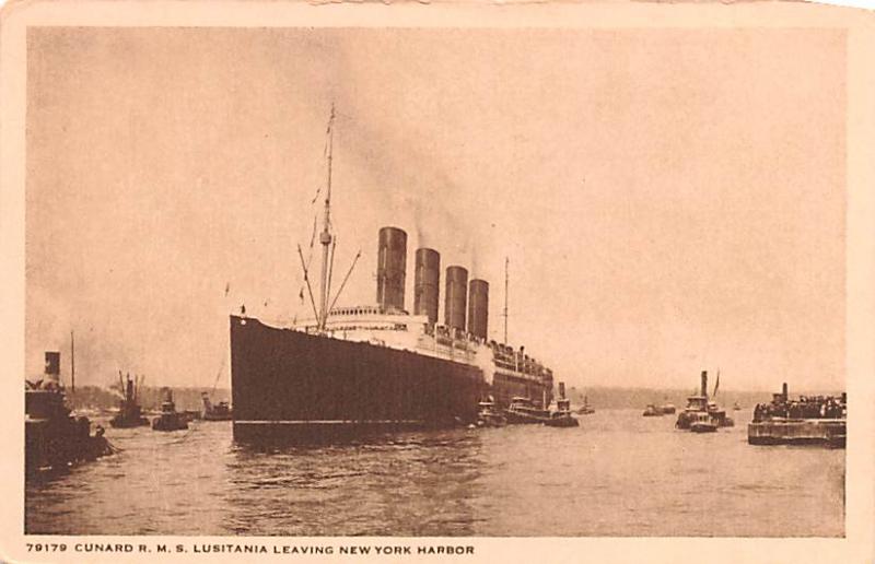 Cunard Line Ship Postcard Old Vintage Steamer Antique Post Card R.M.S. Lusita...
