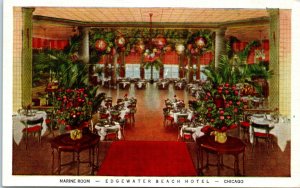 1930s Marine Room Edgewater Beach Hotel Chicago Illinois Postcard