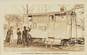 Dearborn MI Greenfield Village Hot Dog Wagon Real Photo Postcard